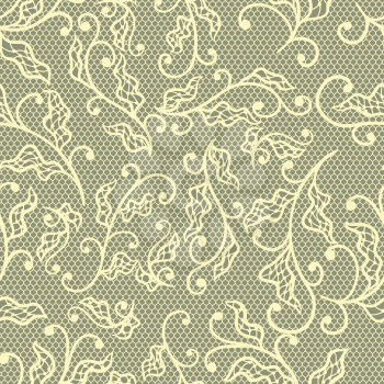 Old lace background floral ornament. Vector texture.