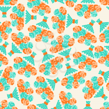 Seamless pattern with bouquets of roses in retro style.