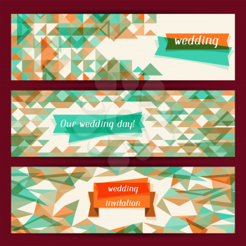 Wedding invitation horizontal banners in retro style.