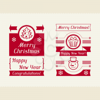 Merry Christmas invitation typographic design elements.