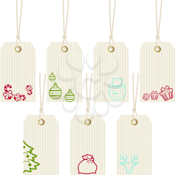 Collection of Merry Christmas paper price tags.