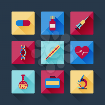 Set of medical icons in flat design style.