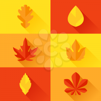 Autumn leaves in flat design style.