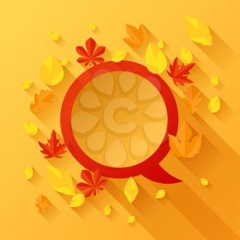 Background with autumn leaves in flat design style.