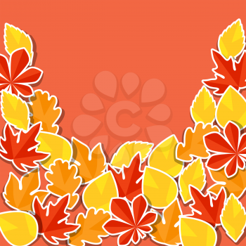 Background with stickers autumn leaves.