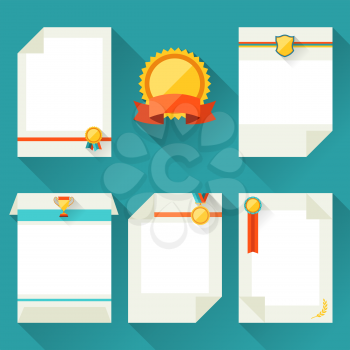 Certificate templates with trophies and awards.