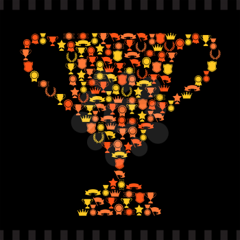 Trophies and awards icons in the form of prize cup.