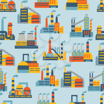 Industrial factory buildings seamless pattern.
