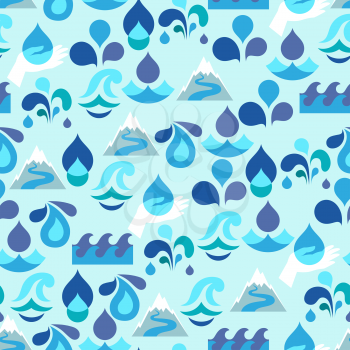 Seamless pattern with water icons in flat design style.