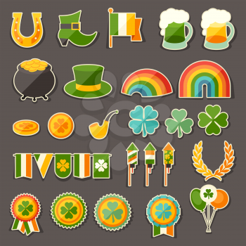 Saint Patrick's Day sticker icons set.