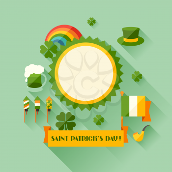 Saint Patrick's Day greeting card in flat design style.