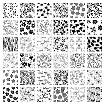 Set of 36 seamless floral patterns.