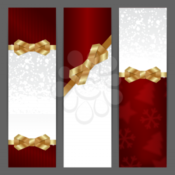 Elegant Christmas background with shiny gold bow.