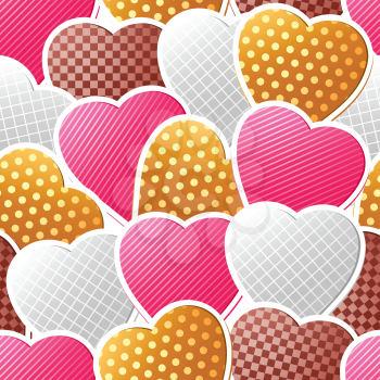 Valentine vector seamless pattern of heart stickers.