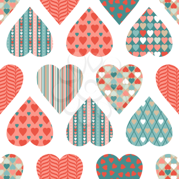 Vector seamless pattern of Valentine's Day in retro style.