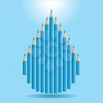Background with blue pencils vector concept.