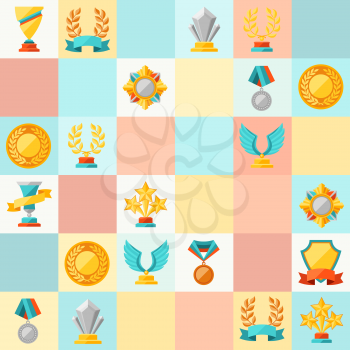 Seamless pattern with trophy and awards.