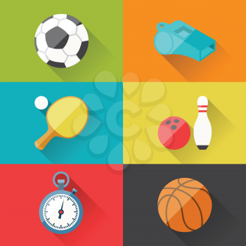 Sport icons in flat design style.