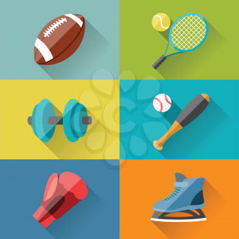 Sport icons in flat design style.