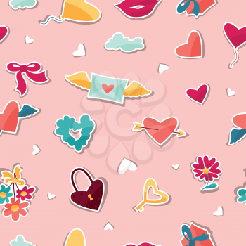 Seamless pattern with Valentine's and Wedding stickers.
