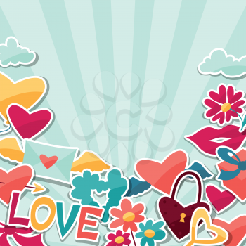 Background design with Valentine's and Wedding stickers.