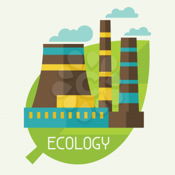 Environmental pollution ecology concept illustration in flat style.