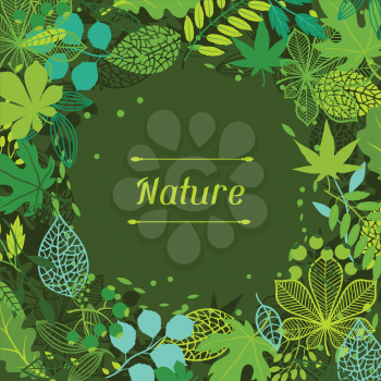 Background of stylized green leaves for greeting cards.
