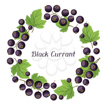 Nature background design with stylized fresh black currants.