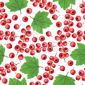 Seamless nature pattern with stylized fresh red currants.
