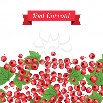 Nature background design with stylized fresh red currants.