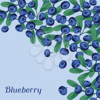 Nature background design with stylized fresh blueberries.
