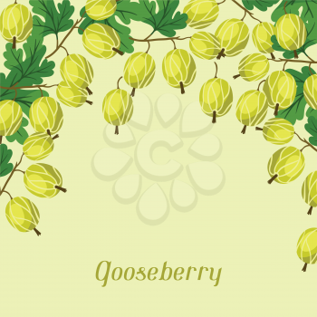 Nature background design with stylized fresh gooseberries.