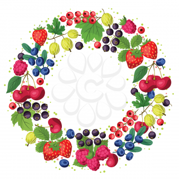 Nature background design with stylized fresh berries.