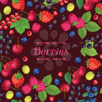 Nature background design with stylized fresh berries.