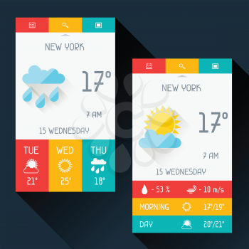 Weather widget in flat design style.