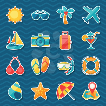 Travel and tourism sticker icon set.