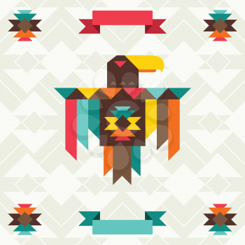 Ethnic background with eagle in navajo design.