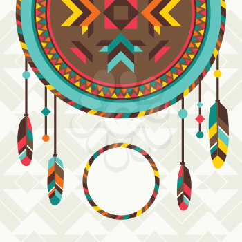 Ethnic background with dreamcatcher in navajo design.