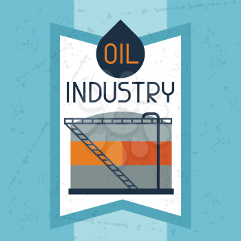 Oil storage tank background. Industrial illustration in flat style.