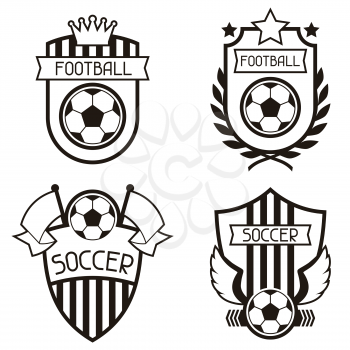 Set of sports badges and labels with soccer football symbols.