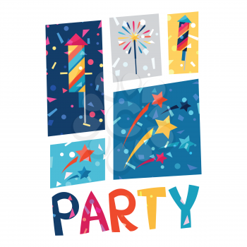 Celebration festive party poster with shiny confetti.
