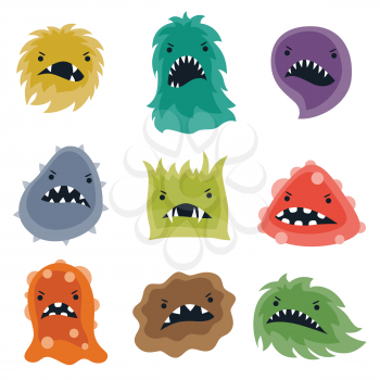 Set of little angry viruses, microbes and monsters.