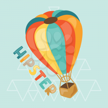 Design with air balloon in hipster style.