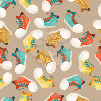 Hipster style seamless pattern with sneakers.