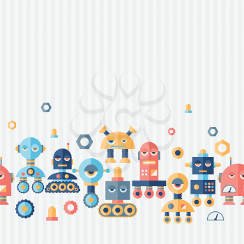 Seamless robots pattern in flat style.