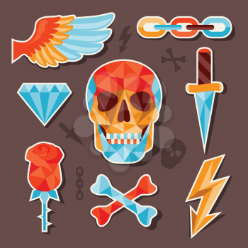Stickers skull and elements for design.