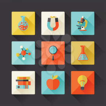 Science icons in flat design style.