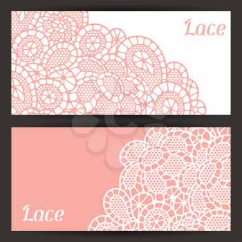 Vintage fashion lace banners with abstract flowers.
