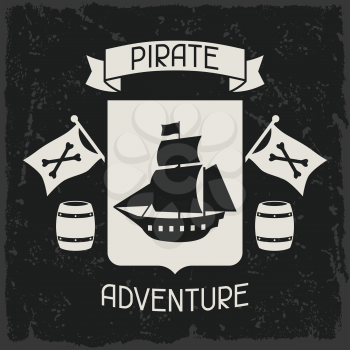 Background on pirate theme with objects and elements.