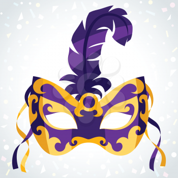 Festive carnival mask on background of confetti.